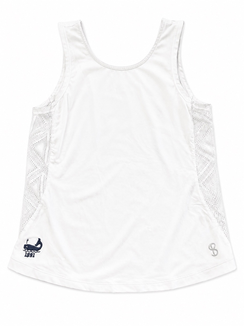 Women’s White Athletic Tank Top with Mesh Panels